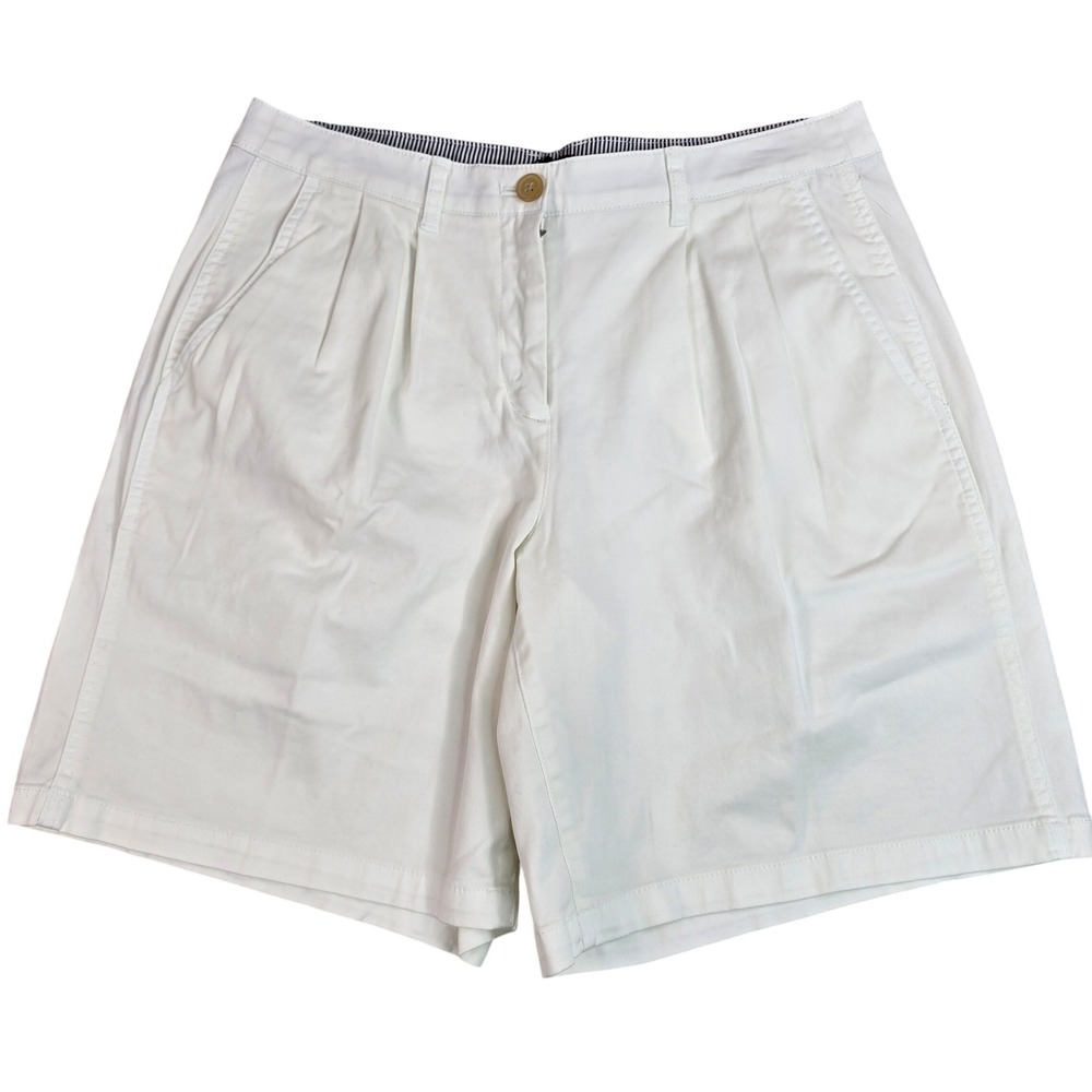 J.Crew Womens White Pleated Chino Shorts Size 6 CI581 Stretch Cotton Bermuda